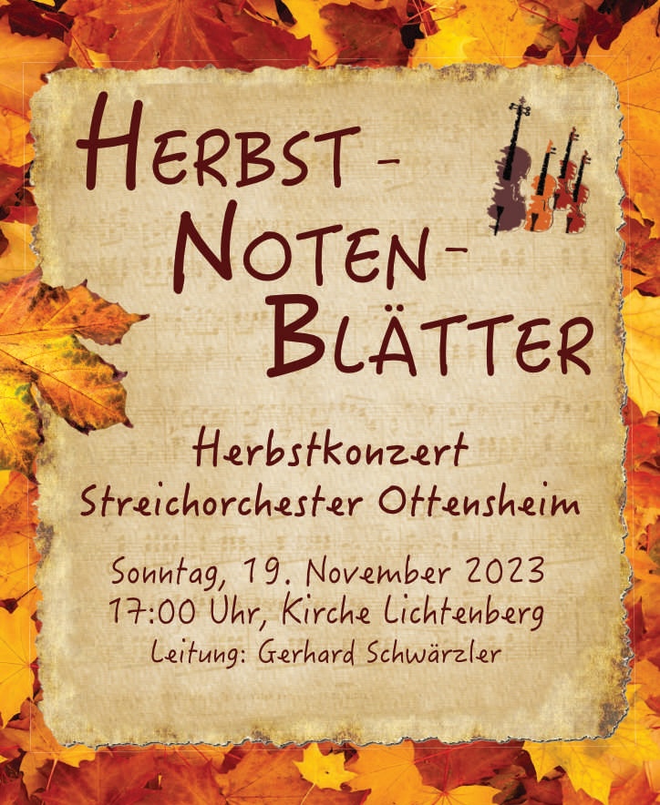Herbst - Noten - Blätter Herbstkonzert 19.11.2023